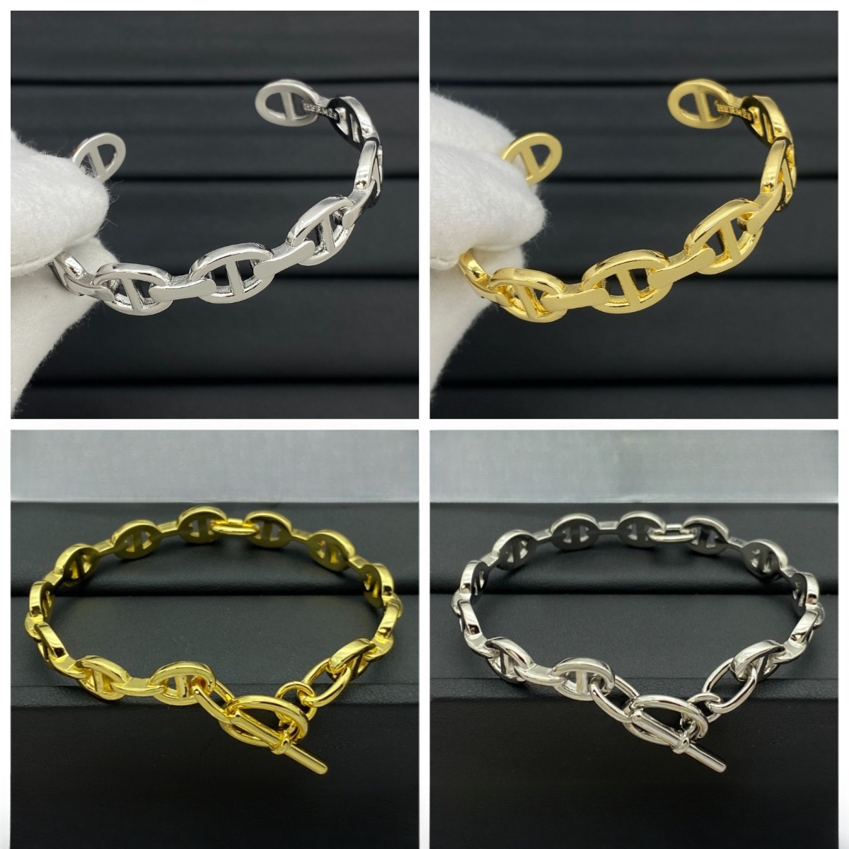 Luxury Classic Brand Bracelet 925 Silver Plated Bangle Unisex Designer Open Cuff Bangle Chain Link Bracelet Minimalist Pig Nose Style Bangle Jewelry Gift