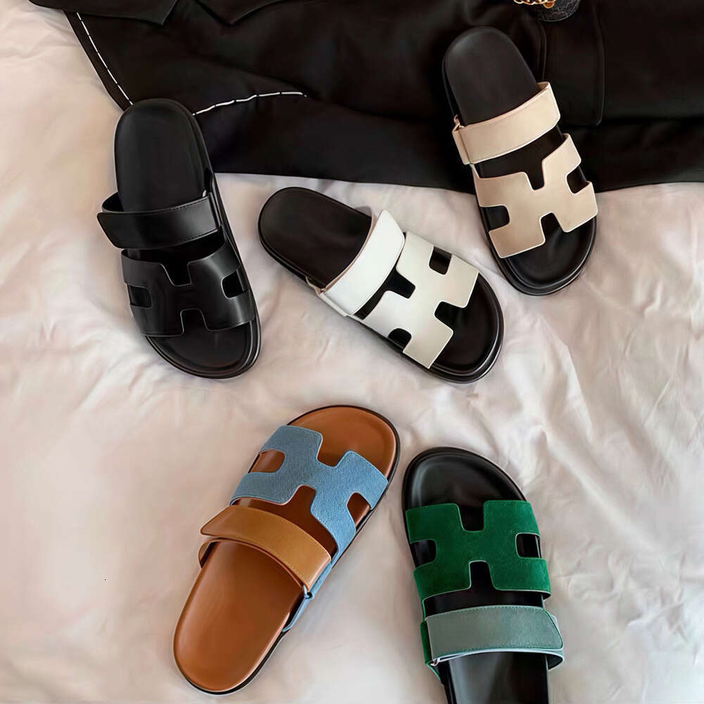 Sheepskin version~Super soft genuine leather Velcro casual thick-soled H-sandals women, suitable for outdoor wear in summer