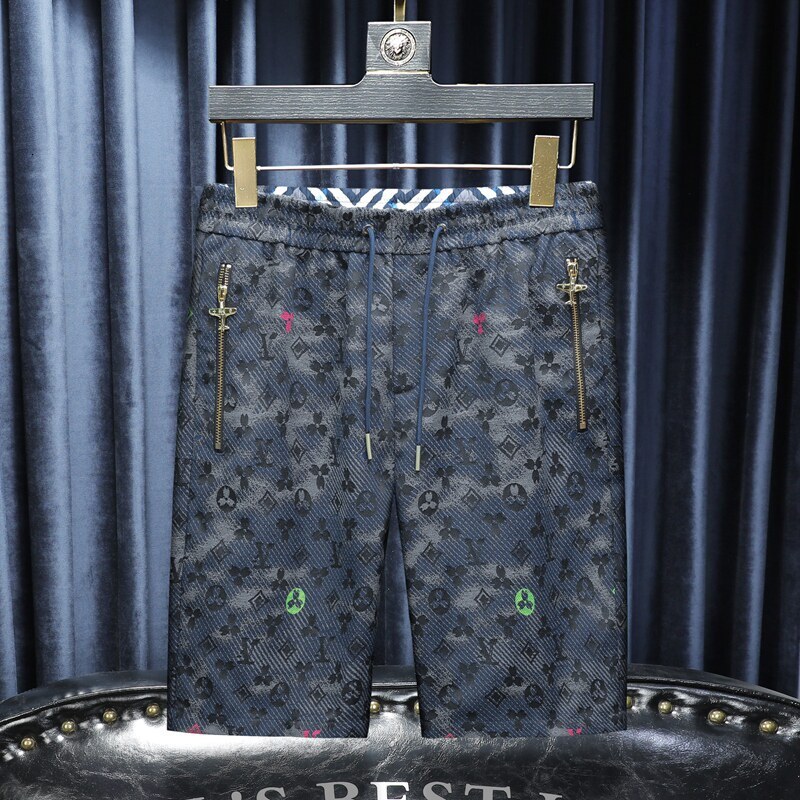 2026 Summer New Style High-Waisted Tie-Waist Wide-Leg Men's Shorts, European Solid Color Versatile Mid-Length Shorts