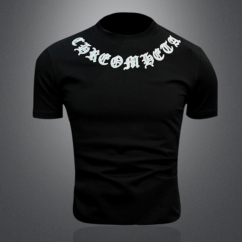 Fashion Big Brand Embroidered Mercerized Cotton 2026 Summer Men's Round Neck Short T-Shirt Hot Sale Casual Breathable Half Sleeve