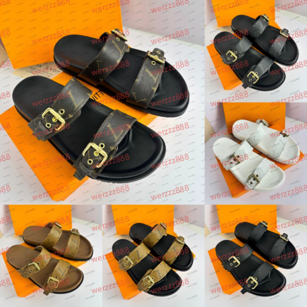 women slides slipper Summer Sandals luxurys designers real leather platform sandal Flats fashion Old flower shoes Ladies luxyry men