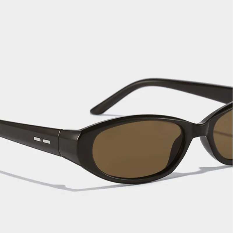 Retro Oval Sunglasses for Women Men Y2k Narrow Cat Eye Sunnies Skinny Shades Blue Transparent Lens Punk Rectangle Sun Glasses C260514