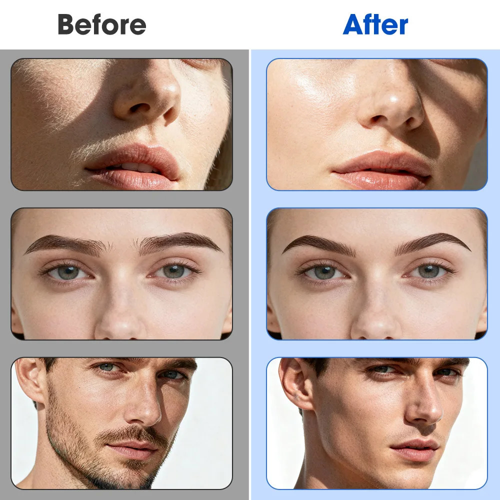 Sonic Dermaplaning Razor Woman Facial Exfoliation Hair Fuzz Remover Beard And Eyebrow Trimmer With Light 6 Replacement Blade 260514 - view 7