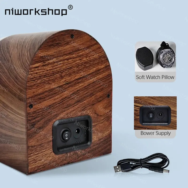 1pc Niworkshop Automatic Watch Winder 2 Slots Watch Storage Case with Quiet Motor Soft Pillows for Mens And Womens Watches 260514 - view 3