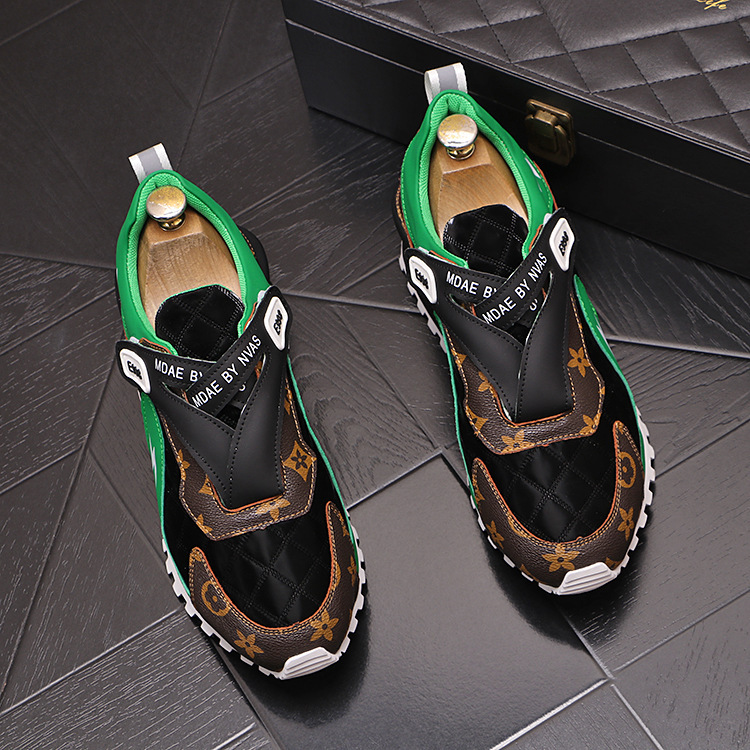 Mens Fashion Patchwork Sneakers With Lightning Bolt Detail Non Slip Thick Sole Casual Shoes For Men