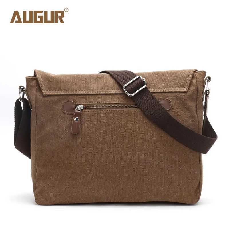 Augur Top quality Canvas Leather Crossbody Bag Men Military Army Vintage Messenger Bags Shoulder Bag Casual Travel school Bags H260514