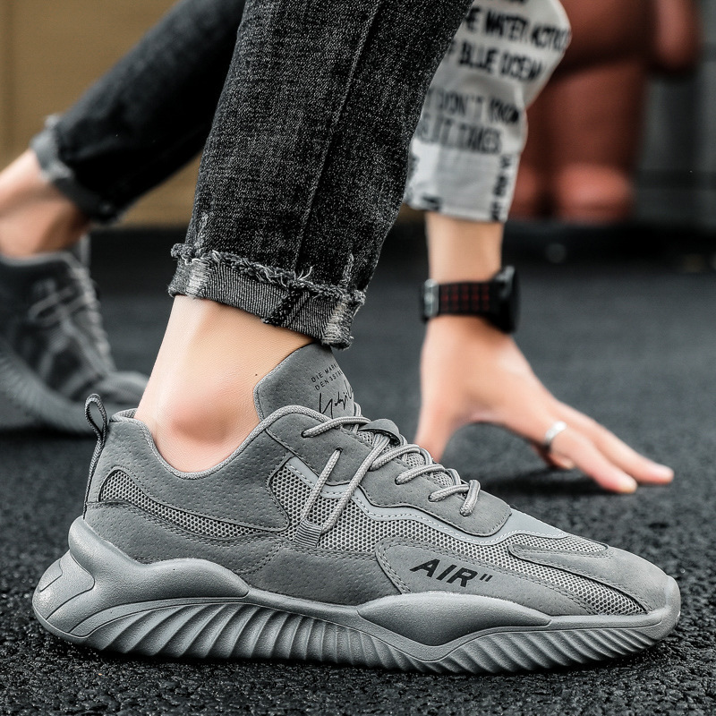 Mens Gray Breathable Mesh Running Shoes Lightweight Casual Sneakers daily outfit