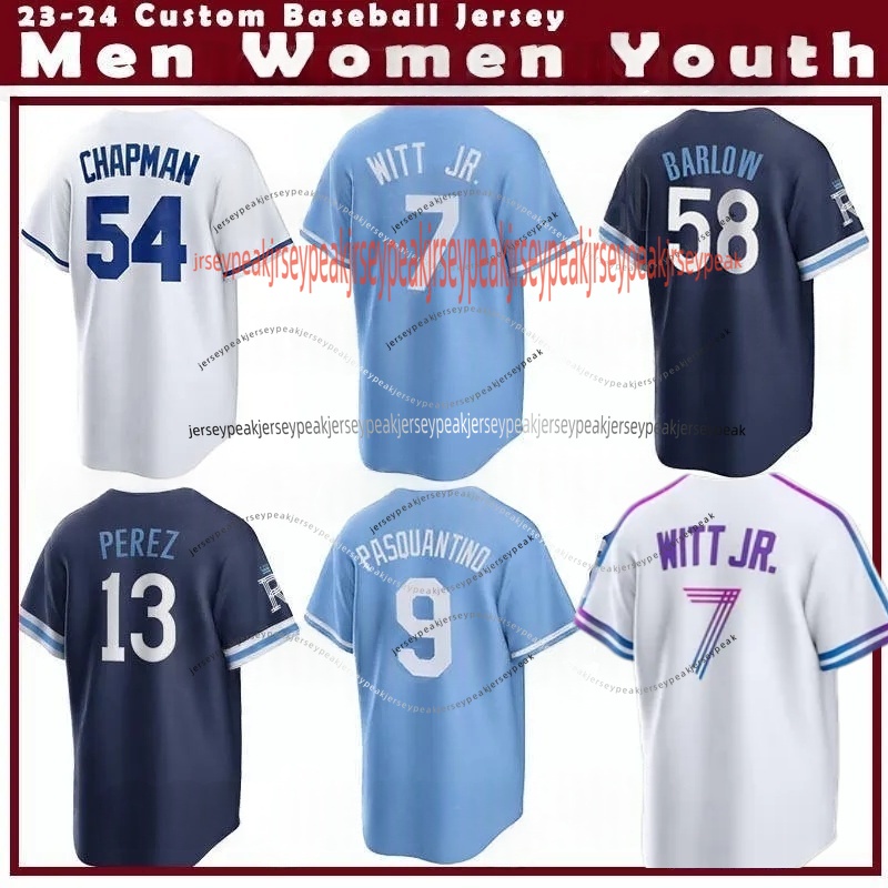 7 Bobby Witt Jr. 13 Salvad Perez Baseball Jersey 24 Lyles Vinnie Pasquantino Aroldis Chapman Brad Keller Bo Jackson Royals Scott Barlow Gege Brett Jos