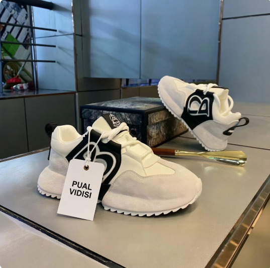 Mens Black White Color Block Casual Sneakers Suede And Leather Combination