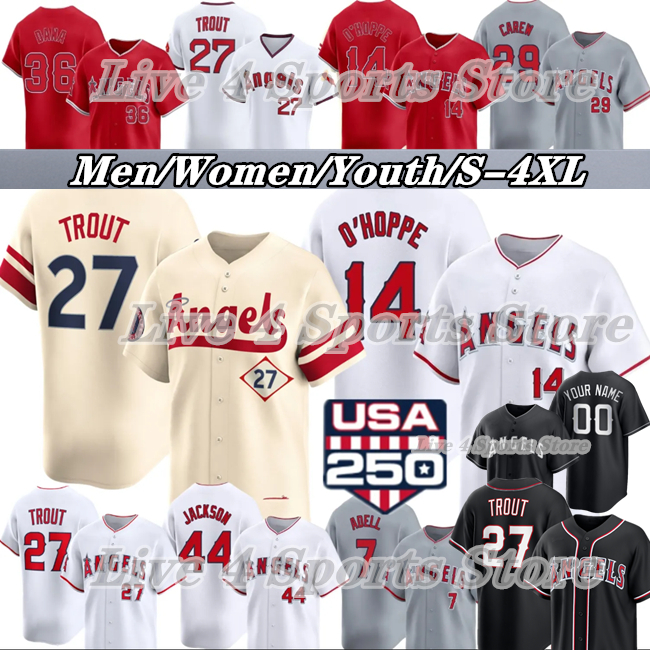 Mike Trout Angels Baseball Jersey Zach Neto Jo Adell Nolan Schanuel Jorge Soler Oswald Peraza Josh Lowe Yoan Moncada Logan O'Hoppe Jose Soriano Reid Detmers Frazier 4X