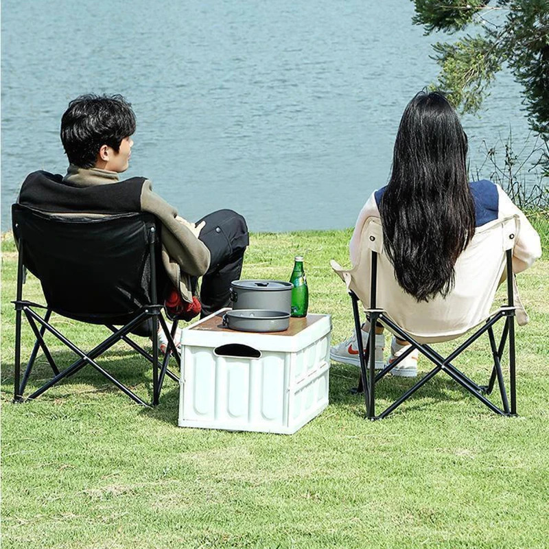 Foldable camping chair oversized with side pocket oxford cloth portable for outdoor beach picnic fishing 260513