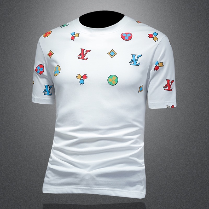 European men's short-sleeve T-shirt, 2026 summer embroidered round-neck loose-fit half-sleeve tee, direct from the manufacturer