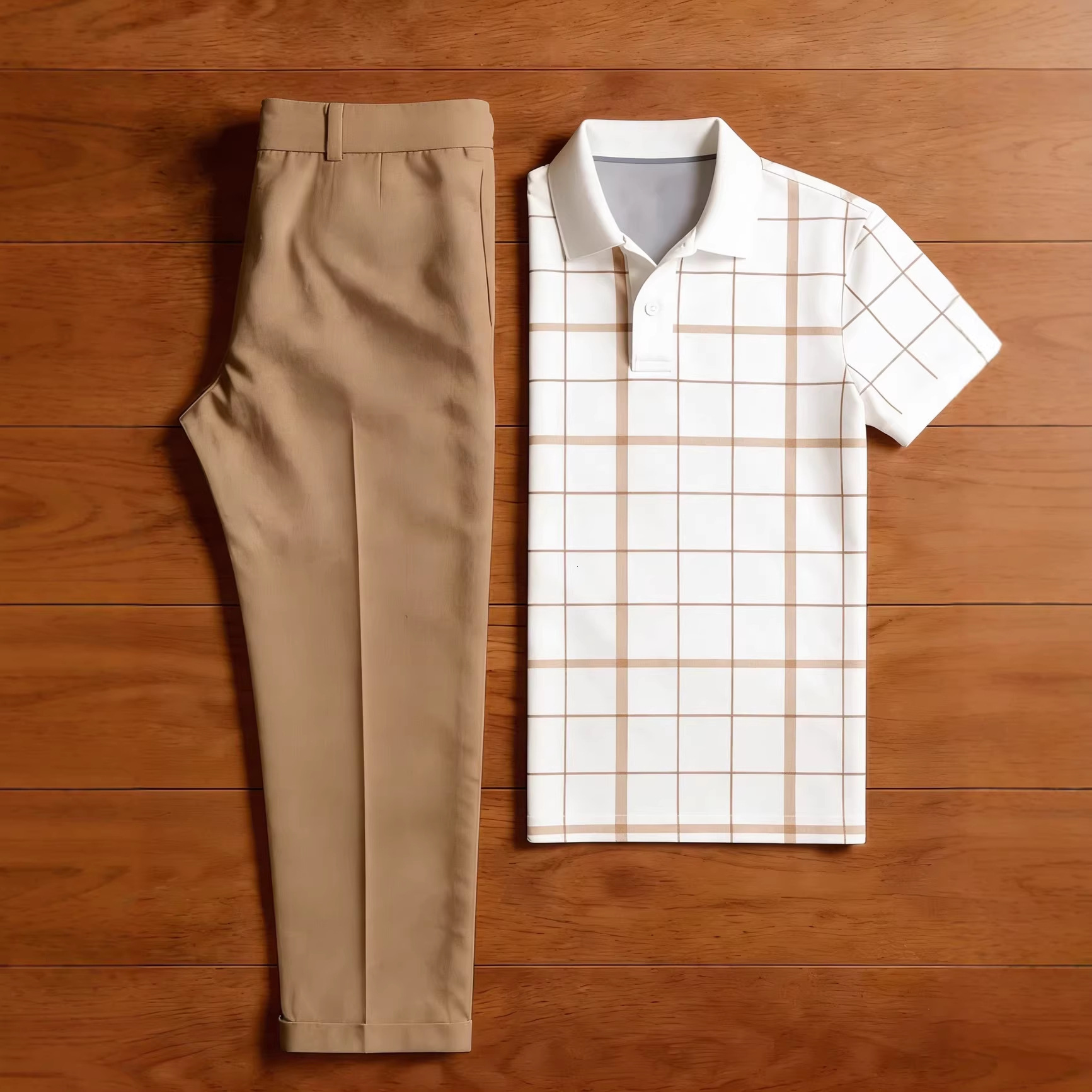 Designer Luxury Brand Loose Plus Men's Essential Top T-shirt Straight Leg Pants Street Fashion Short Sleeved Shirt Comfortable Pants Checkered Pr