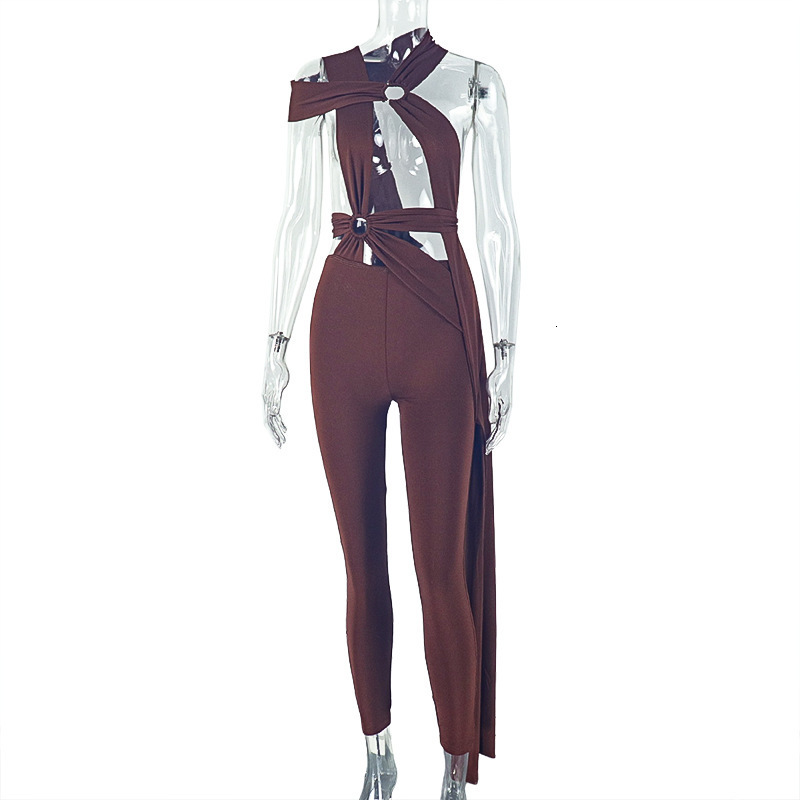 Weird Puss Hollow Bandage Jumpsuit Women Sexy Summer Sleeveless Backless Irregular Ribbon Midnight Clubwear Workout Overalls 250828