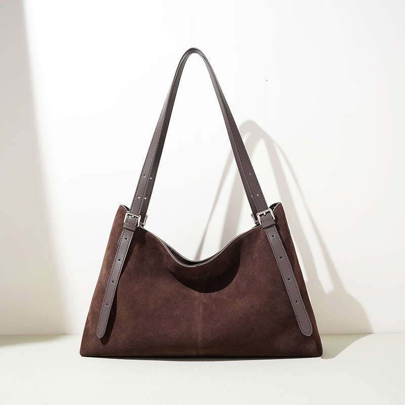 Niche Luxury Design Genuine Leather Suede Tote Bag Autumn Winter High End Commuter Large Capacity Shoulder Handbag For Women SENYY