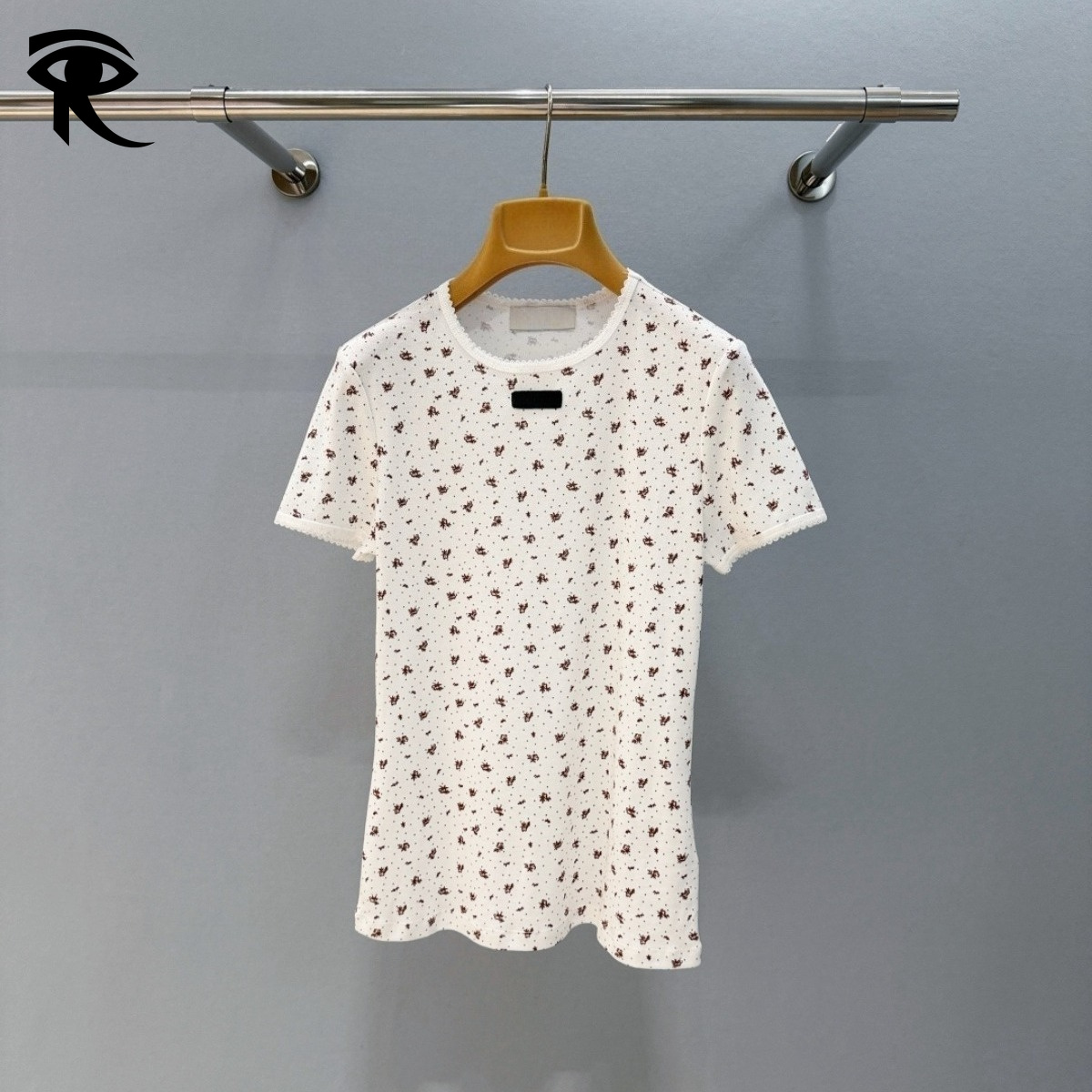 Y2K Pure Cotton Color Block T-Shirt Versatile Top Celebrity Inspired Sweet Printed T-Shirt Elegant Knit Top Women Streetwear Original Fashion Designer