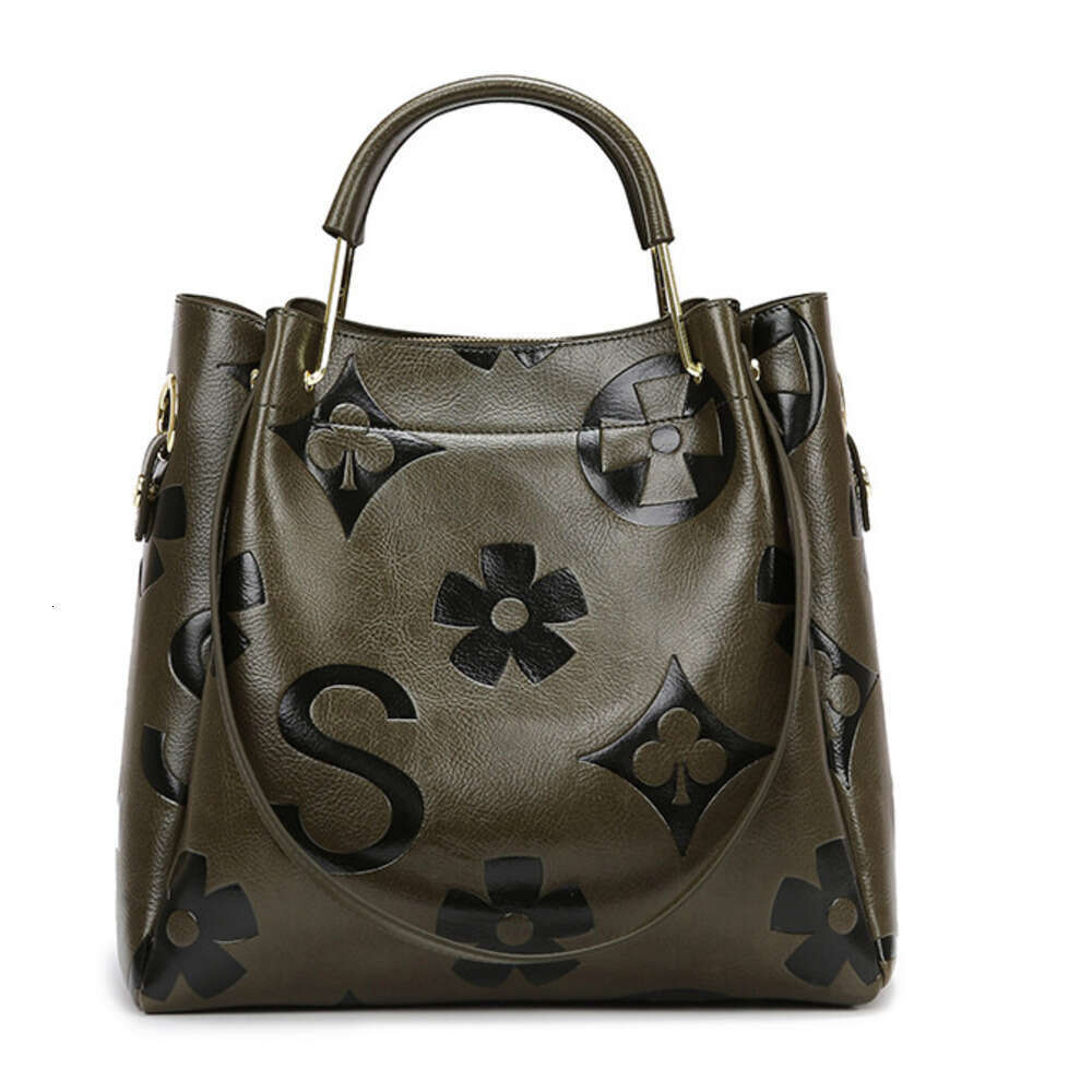 Cross-Border Bucket High-End Large Capacity Tote New European and American Embossed Women's Bag Design Commuter Handbag - view 8