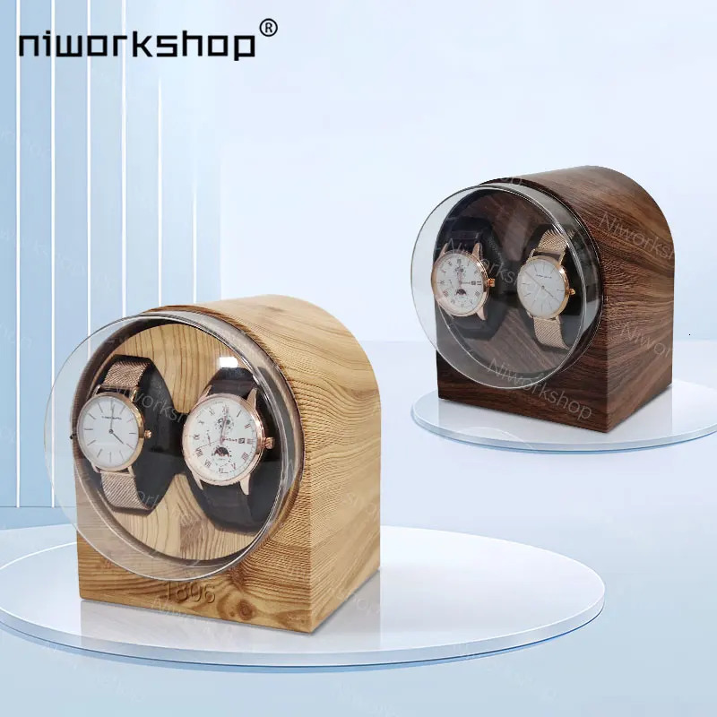 1pc Niworkshop Automatic Watch Winder 2 Slots Watch Storage Case with Quiet Motor Soft Pillows for Mens And Womens Watches 260514