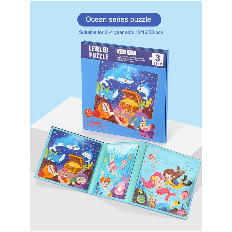 20206 puzzle kids toy colorful puzzle player 3 piece of one book children toy Adult assistance Children's gift