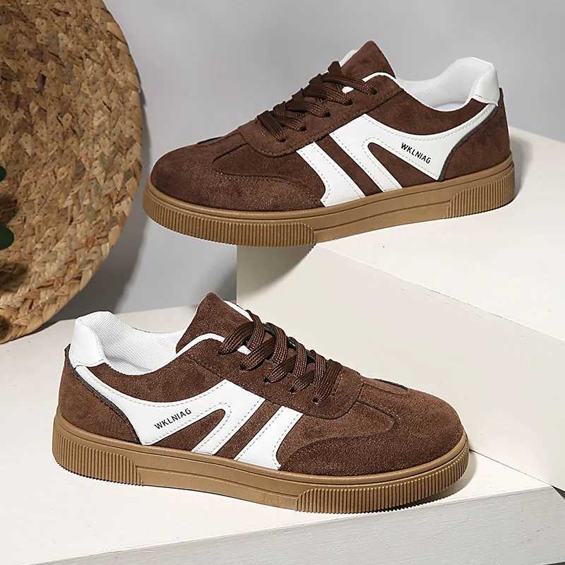 Faux Suede Brown Platform Sneakers Women 2026 Spring Non Slip Flat Heels Casual Walking Shoes Woman Thick Sole Vulcanize Shoes X260514