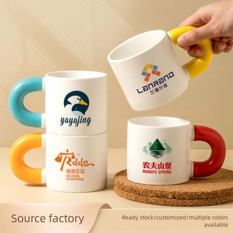 Highly attractive custom mugs, ceramic chubby water coffee cups, gift items with logo printed designs
