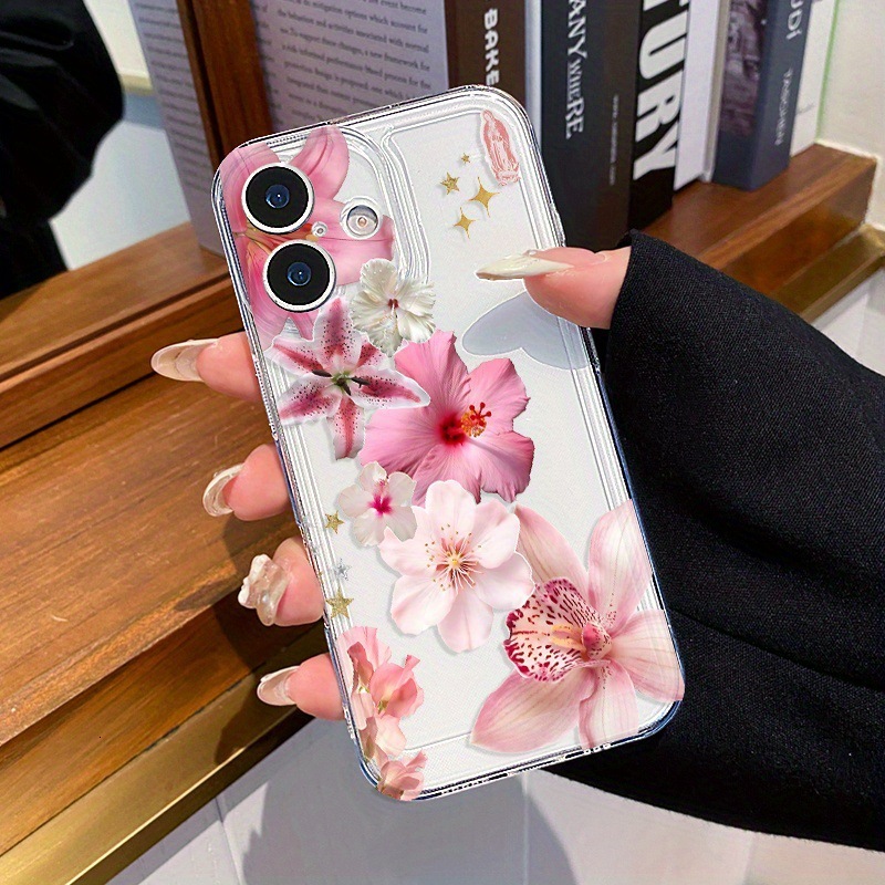 Suitable for Apple Pro Max phone 16 17 new model 15 precision hole space 7/8 soft case 11 flower lily