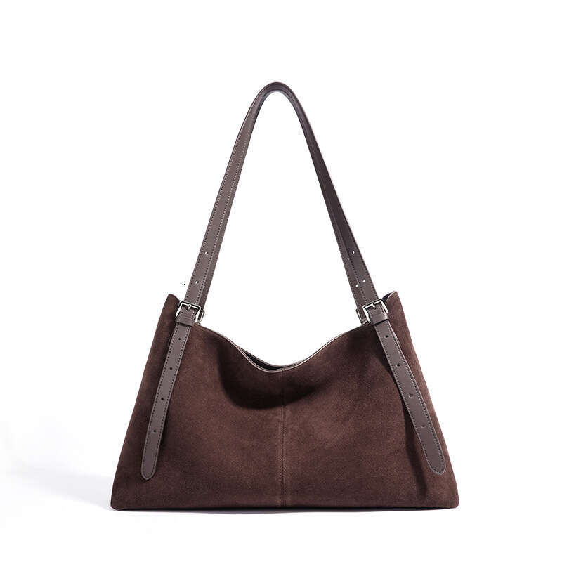 Niche Luxury Design Genuine Leather Suede Tote Bag Autumn Winter High End Commuter Large Capacity Shoulder Handbag For Women SENYY