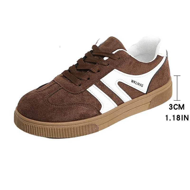 Faux Suede Brown Platform Sneakers Women 2026 Spring Non Slip Flat Heels Casual Walking Shoes Woman Thick Sole Vulcanize Shoes X260514