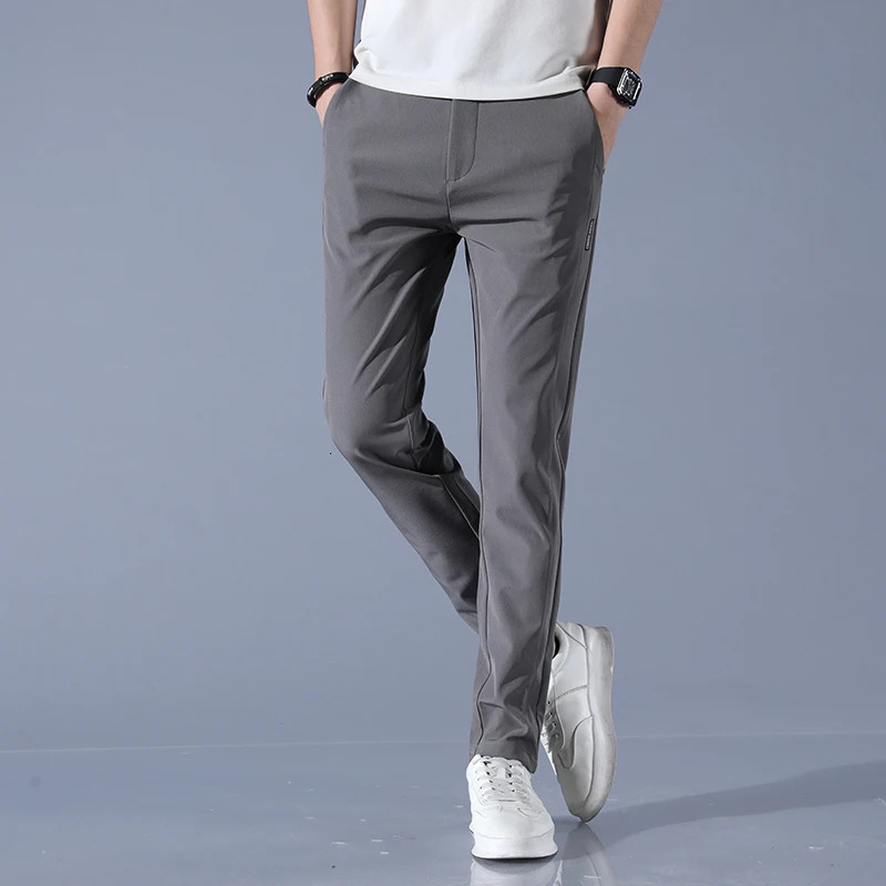 2025 Spring Summer Mens Ice Silk Golf Casual Slim Straight Thin Trousers Male Fashion Stretch breathable Jogging 2838 260513 - view 6