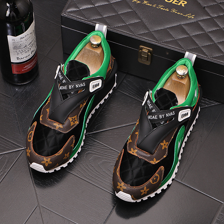 Mens Fashion Patchwork Sneakers With Lightning Bolt Detail Non Slip Thick Sole Casual Shoes For Men