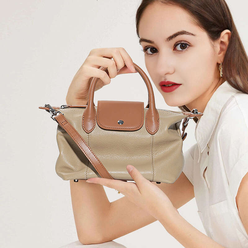 New Top Layer Cowhide Color Block Dumpling Bag Genuine Leather Large Capacity Niche High End Versatile Commuter Crossbody Shoulder Bag For Women SENYY