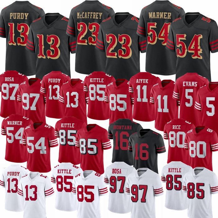 Mike Evans Christian McCaffrey 49erss Jersey Brock Purdy Nick Bosa Kittle Fred Warner 49ersJersey Rice Montana Young ers Football Jerseys