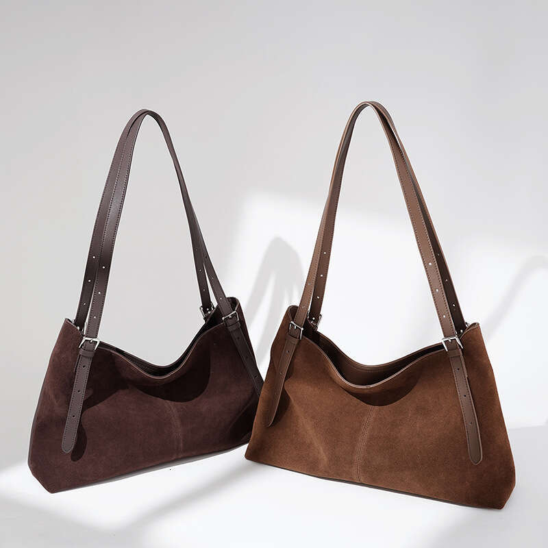 Niche Luxury Design Genuine Leather Suede Tote Bag Autumn Winter High End Commuter Large Capacity Shoulder Handbag For Women SENYY