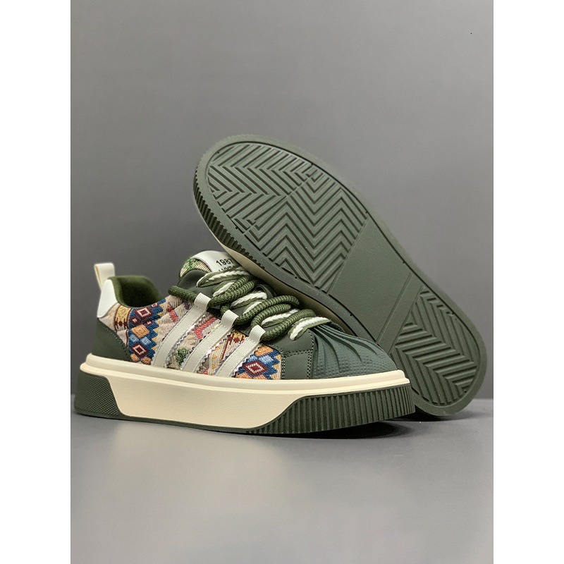 Mens Retro Color Fashion Gifts Block Casual Sneakers With Geometric Print Thick Sole Non Slip Shoes For All Seasons - view 4