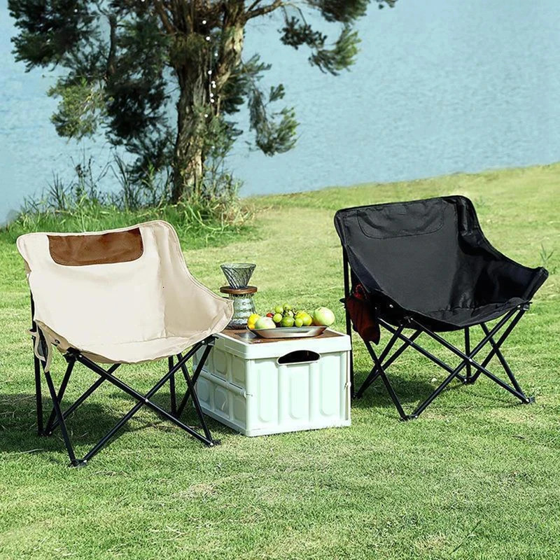 Foldable camping chair oversized with side pocket oxford cloth portable for outdoor beach picnic fishing 260513