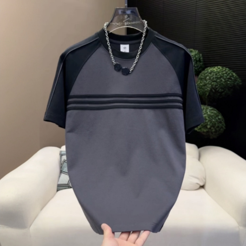 Summer Designer T-shirt High-end Luxury Short Sleeved Loose T-shirt Men's Casual Half Sleeved Clothing Striped Pattern Short Sleeved Tee
