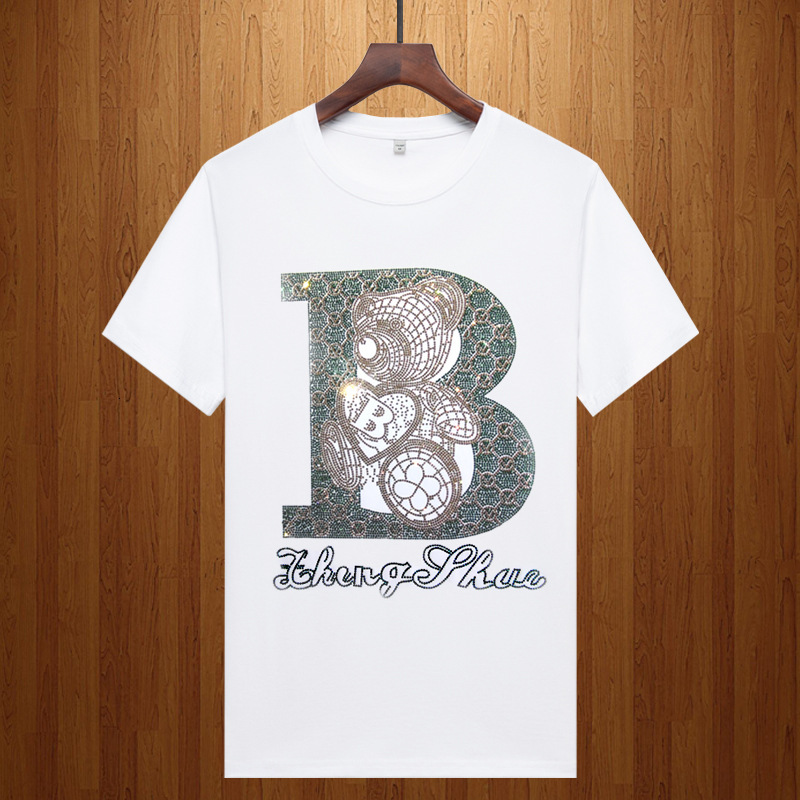 Designer T Shirt Summer Modal Rhinestone Short Sleeve T Shirt For Young Men Plus Size Trendy Half Sleeve Tee Letter Graphic Shorts Sleeve
