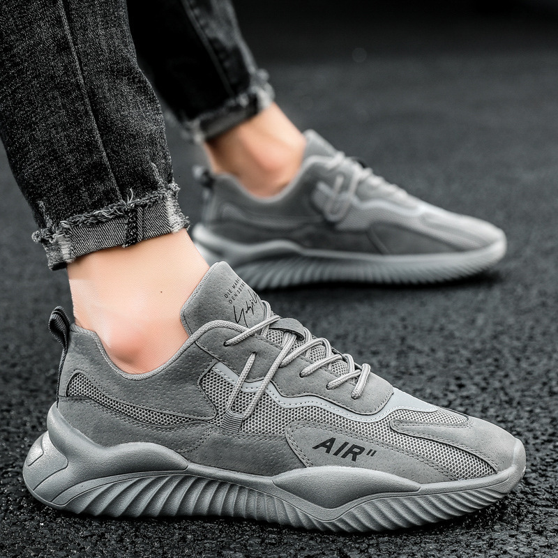 Mens Gray Breathable Mesh Running Shoes Lightweight Casual Sneakers daily outfit
