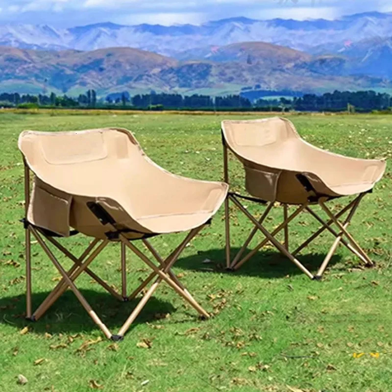 Foldable camping chair oversized with side pocket oxford cloth portable for outdoor beach picnic fishing 260513