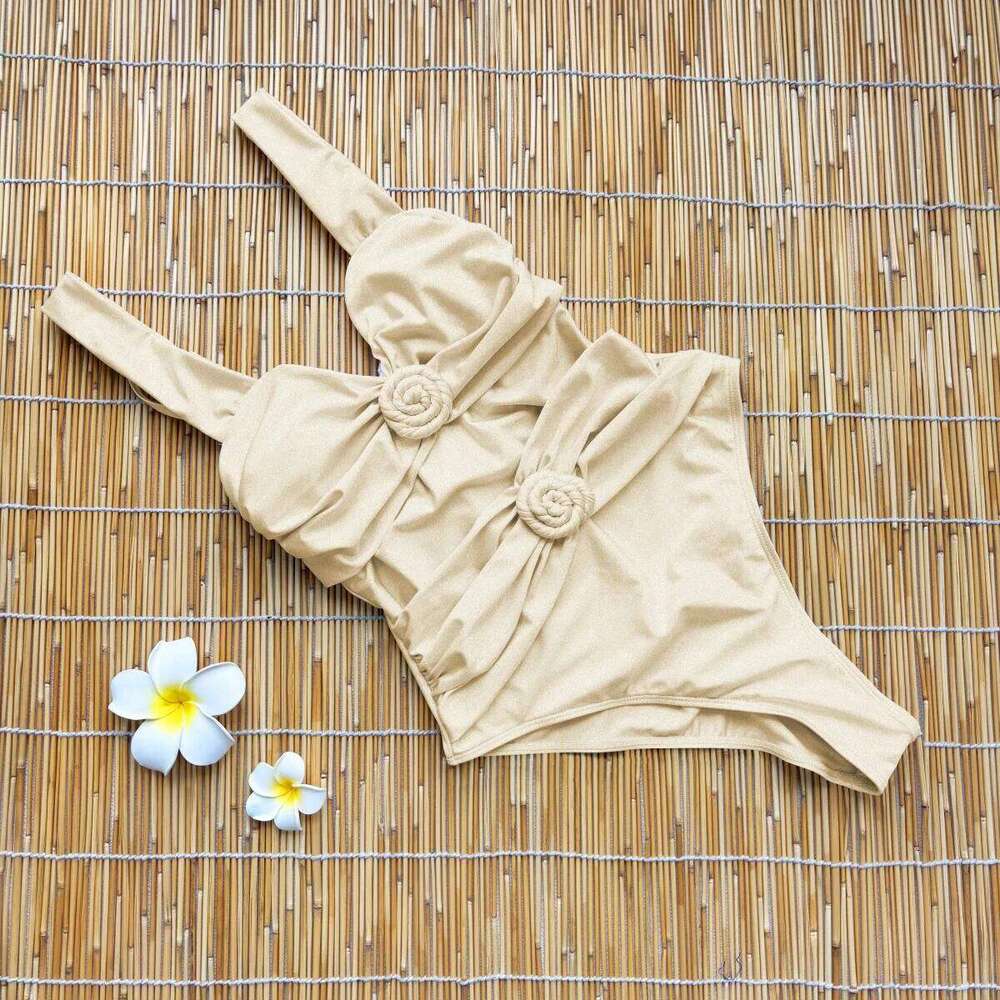White Flower One Piece Swimsuit Women Sexy Bikini Bandeau Biquini Push Up Swimwear Female Deep V Bathing Suit Beachwear 26Y0514 - view 6
