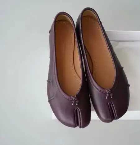 New Soft Leather Split Toe Women Tabi Ballet Flats Spring Autumn Comfortable Walking Lazy Loafers Casual Girls Dance Shoes X260514