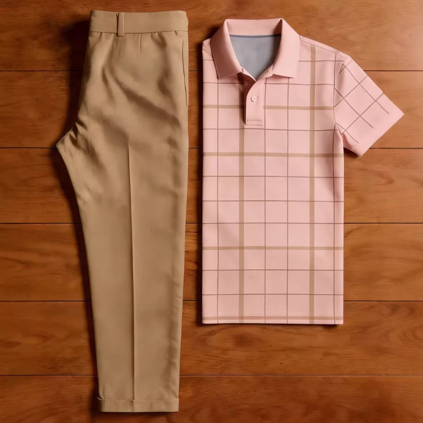 Designer Luxury Brand Loose Plus Men's Essential Top T-shirt Straight Leg Pants Street Fashion Short Sleeved Shirt Comfortable Pants Checkered Pr