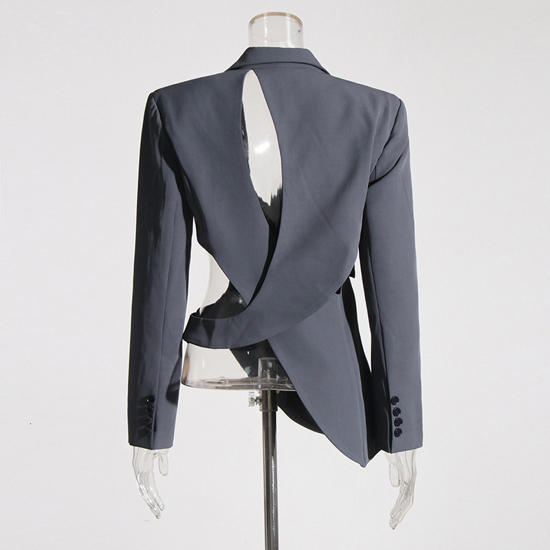 Designer Irregularly Structured 2026 New Model, Unique Style, Long Sleeve, Hollowed Out, High-End, Waist-Cinched Women's Blazer - view 5