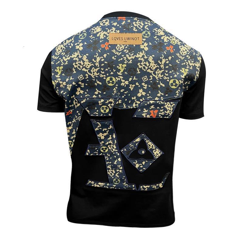 2026 Summer New Silk Cotton Men's T-Shirt European Style High-End Embroidery Casual Short Sleeve Base Layer 3D Design