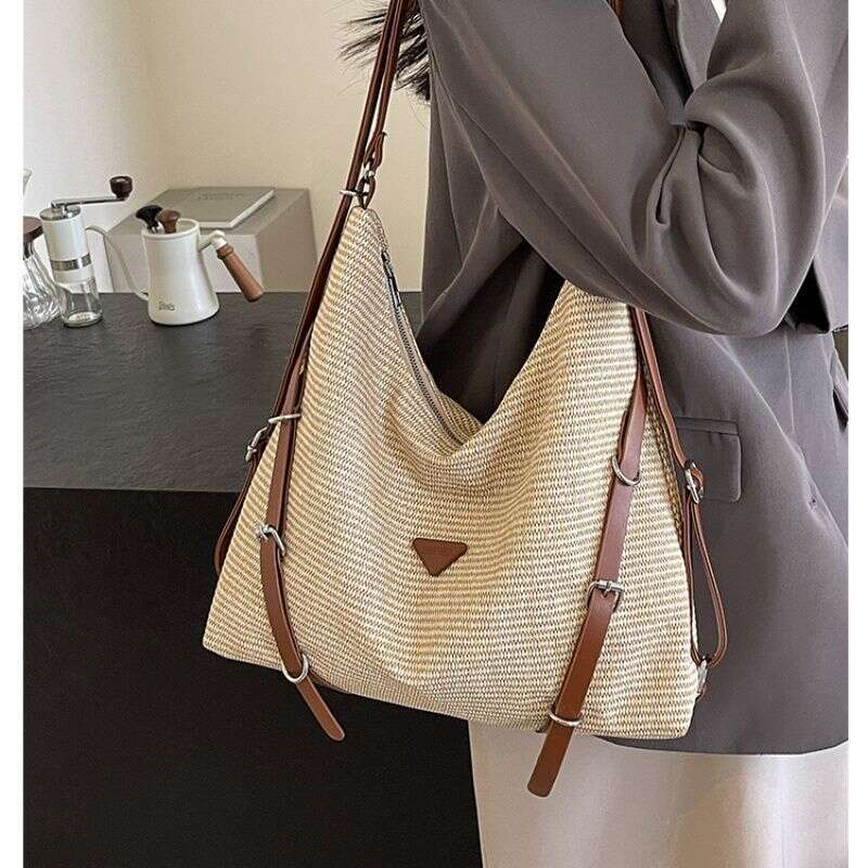 Vintage-style women's tote bag, high aesthetic value, large capacity, versatile for commuting, light luxury single-shoulder premium backpack