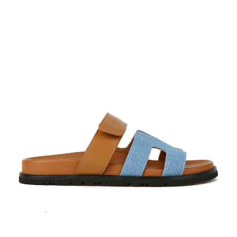 Sheepskin version~Super soft genuine leather Velcro casual thick-soled H-sandals women, suitable for outdoor wear in summer