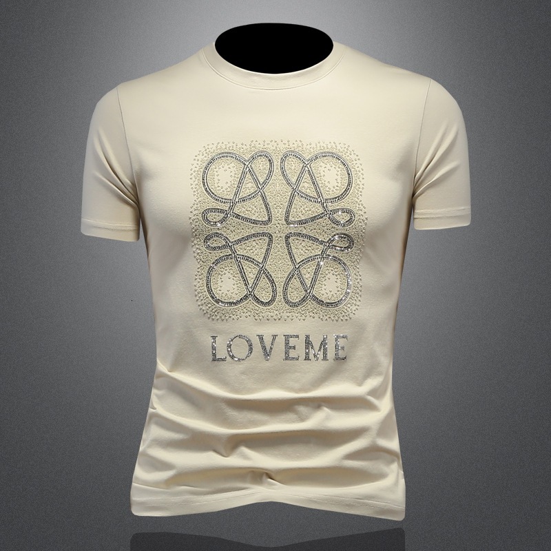 Short Sleeve T-Shirt Round Neck Rhinestone 2026 Summer New Casual Factory Direct Sale Big Brand Men's Fashion Trend