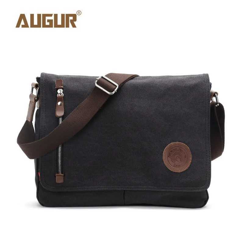 Augur Top quality Canvas Leather Crossbody Bag Men Military Army Vintage Messenger Bags Shoulder Bag Casual Travel school Bags H260514