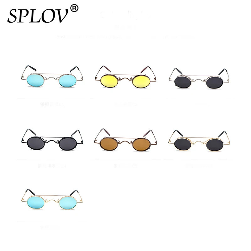 SPLOV Vintage Round Detachable Sunglasses Men Women ner SteamPunk Sun Glasses Retro Small Circle Metal Frame Glasses 260509