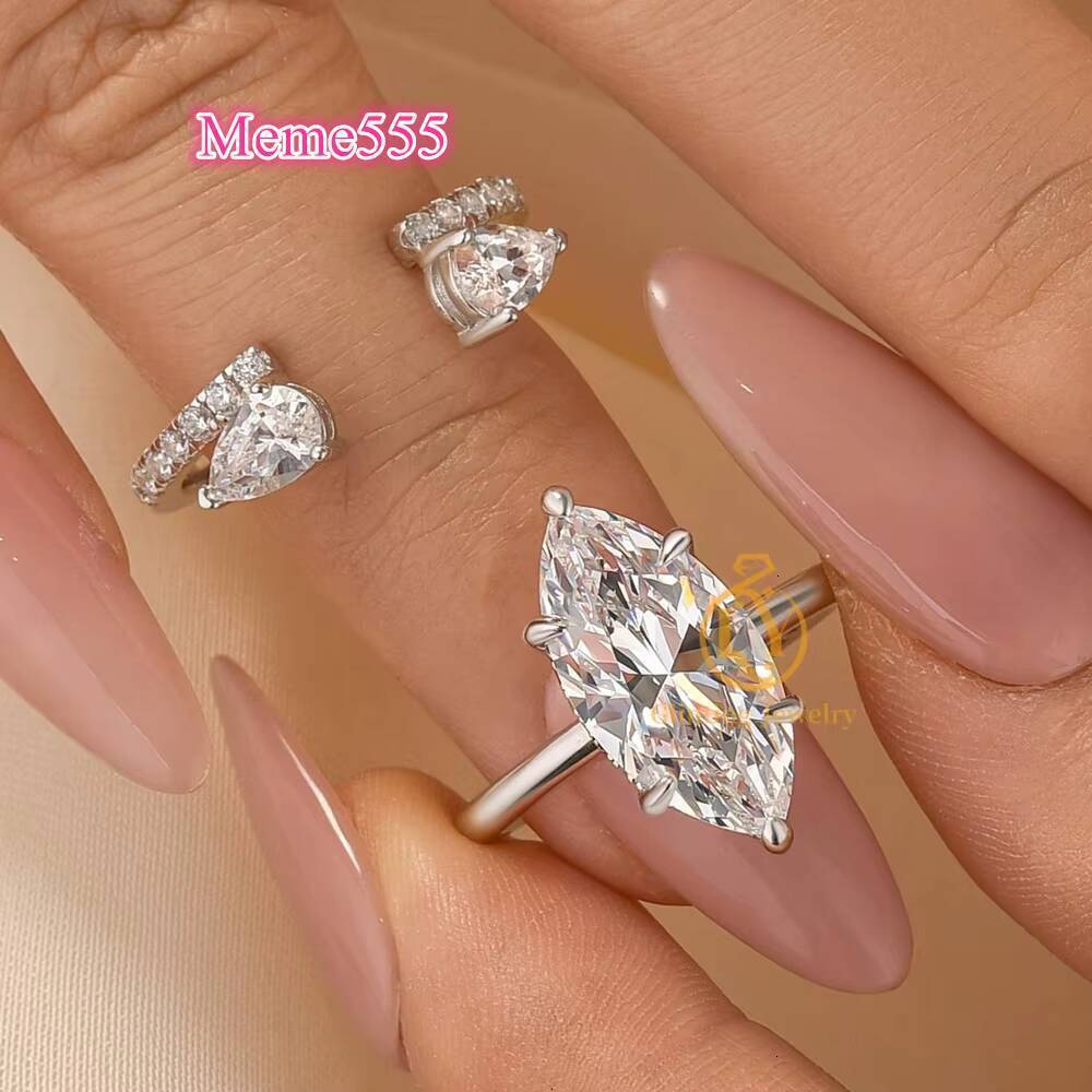 IGI Certified CVD HPHT Lab Created Grown Diamond Marquise 4CT Cut 925 Silver 10k 14k 18k Solid Gold Engagement Rings for Bridal - view 3